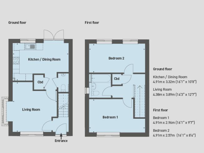 Floor plan, 2 bedroom house  - artist's impression subject to change